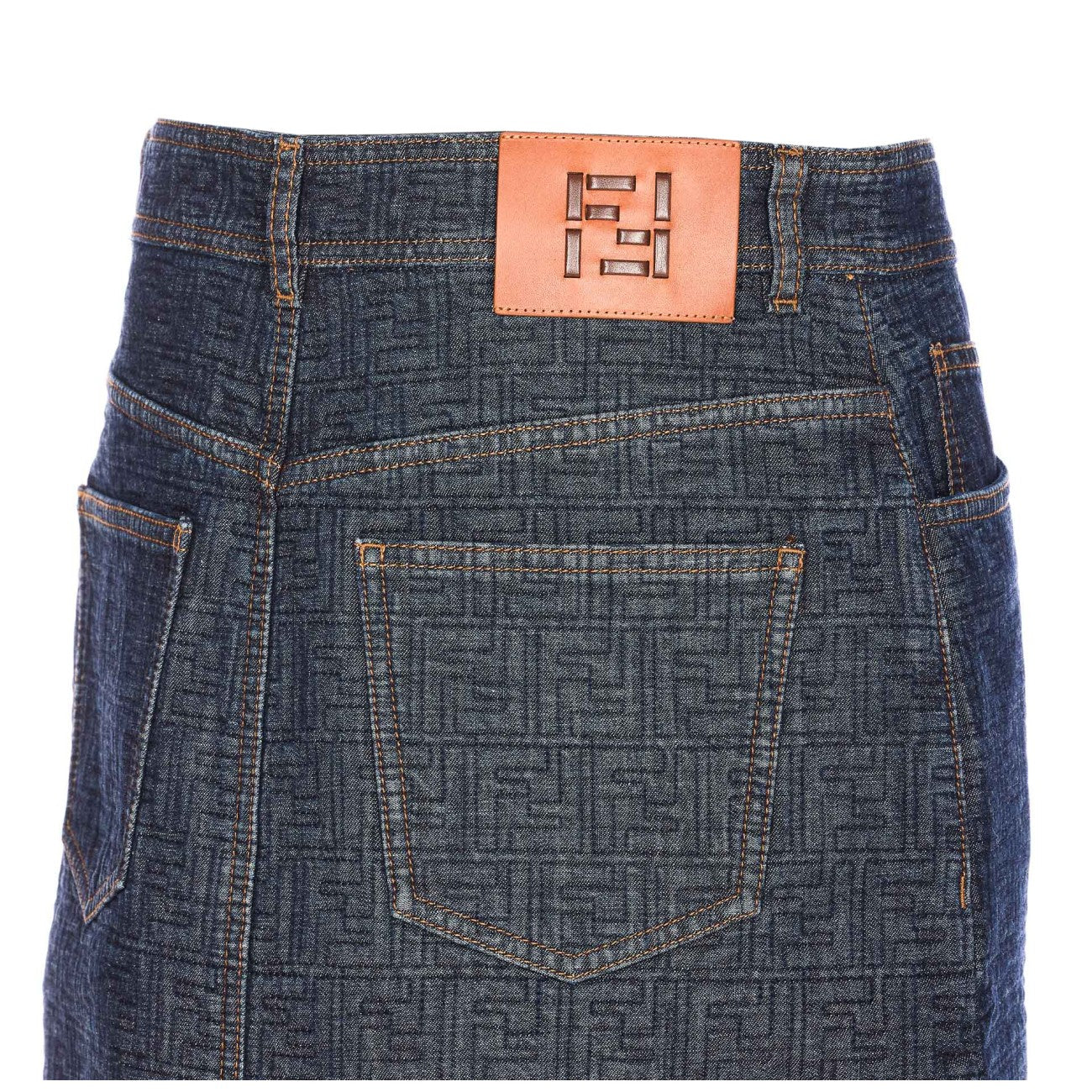 Fendi Women Ff Logo Denim Skirt FENDI