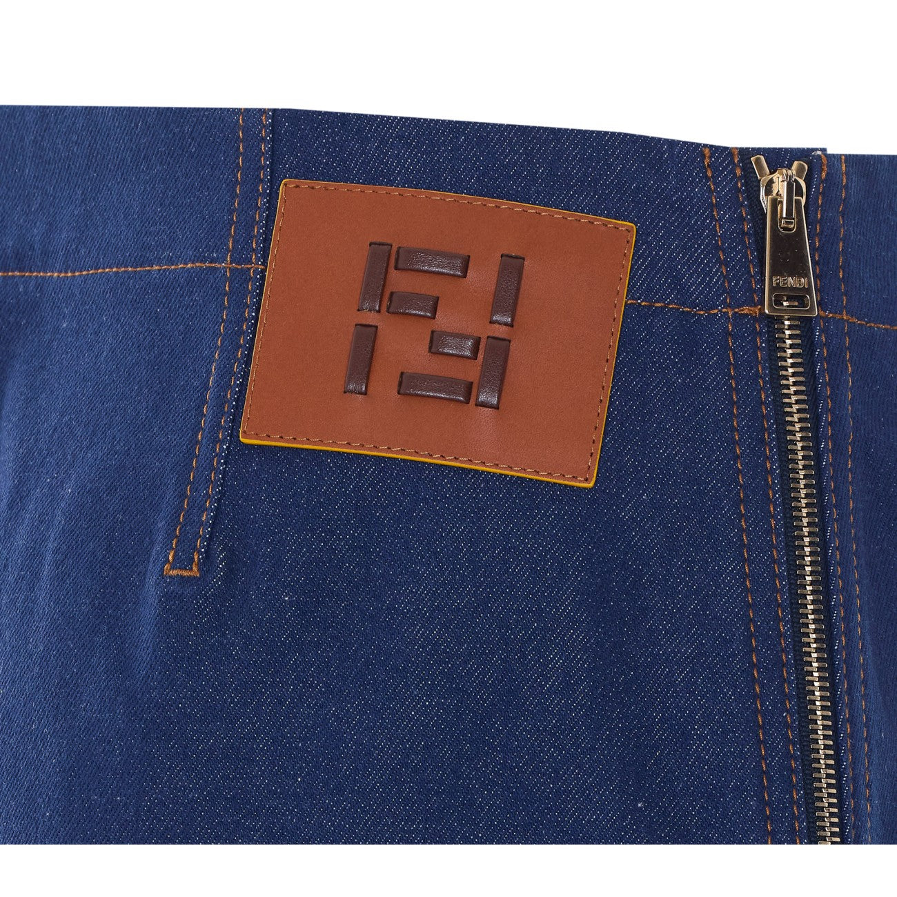 Fendi Women Ff Motif Denim Skirt FENDI
