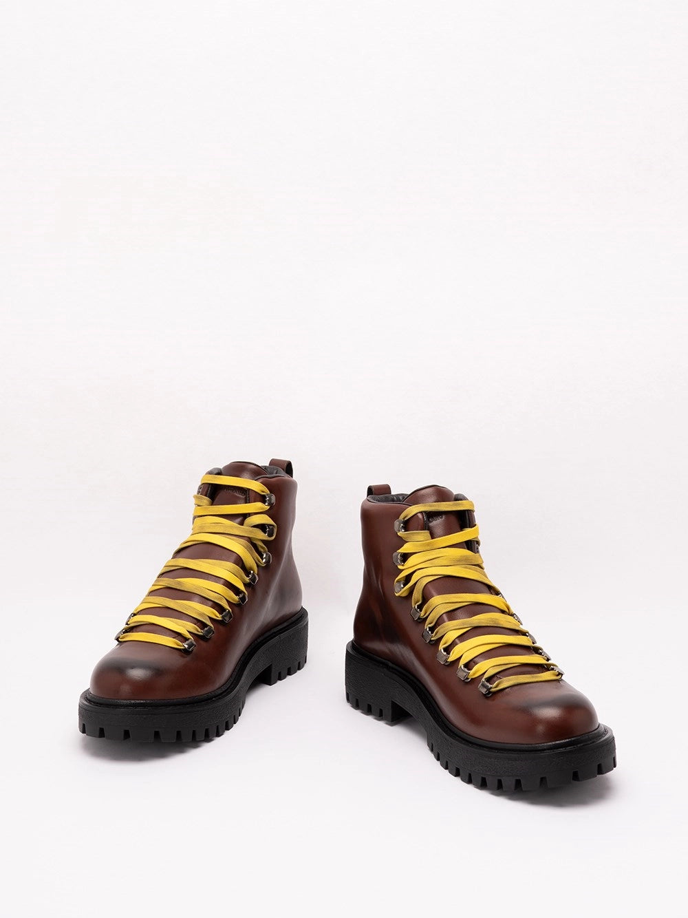 Prada Men Antiqued Leather Lace-Up Ankle Boots PRADA