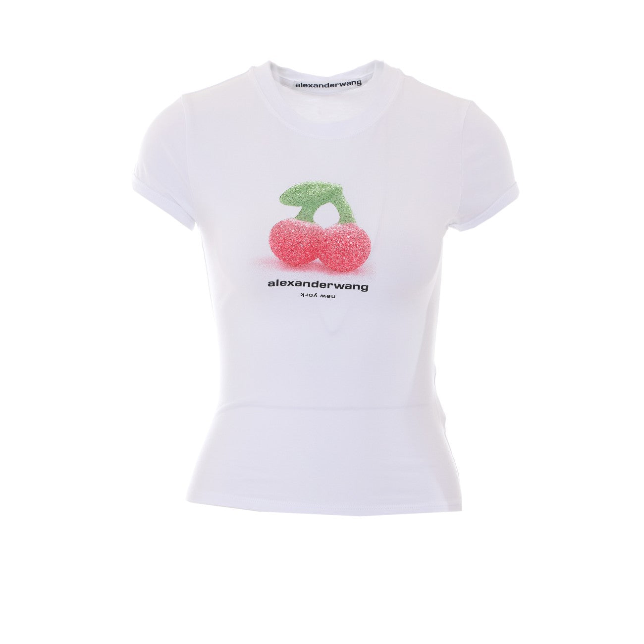 Alexander Wang Women Fitted Ringer T-Shirt With Cherry Print And Logo ALEXANDER WANG