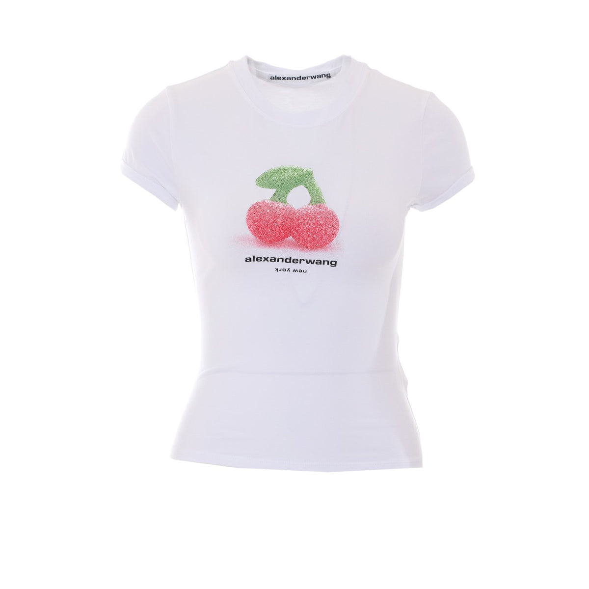 Alexander Wang Women Fitted Ringer T-Shirt With Cherry Print And Logo ALEXANDER WANG