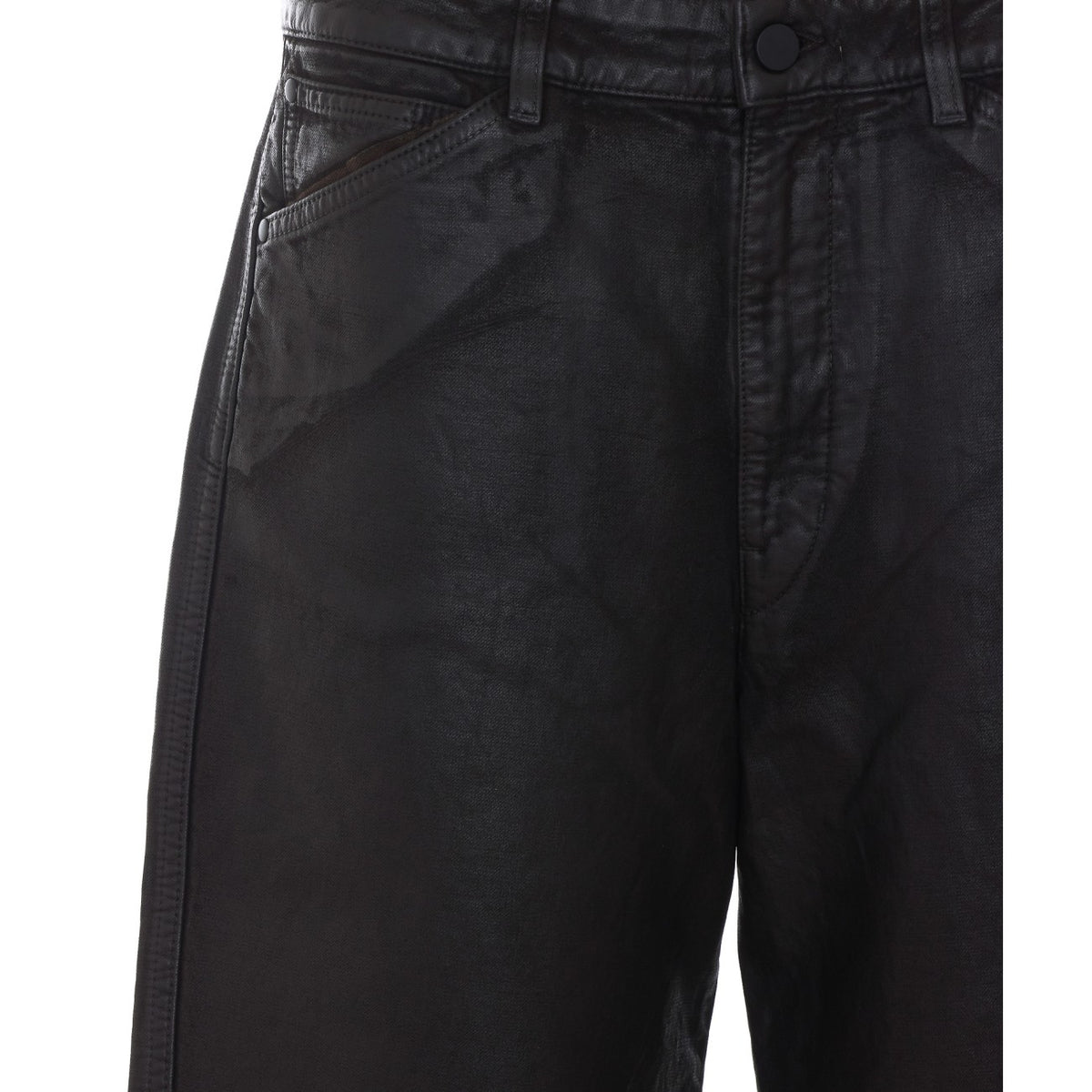 Lemaire Women Five Pockets Twisted Pants In Coated Denim LEMAIRE