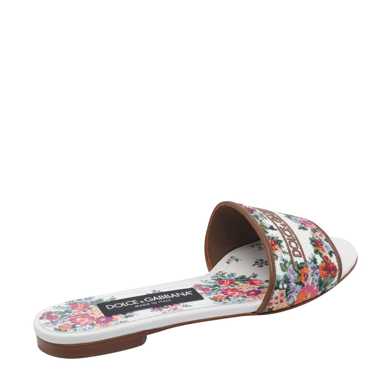 Dolce&Gabbana Women Floral Logo Flat Shoes Sliders DOLCE & GABBANA