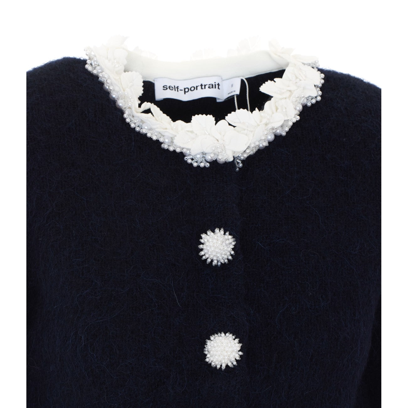 Self Portrait Women Flower Pearl Knit Cardigan SELF-PORTRAIT