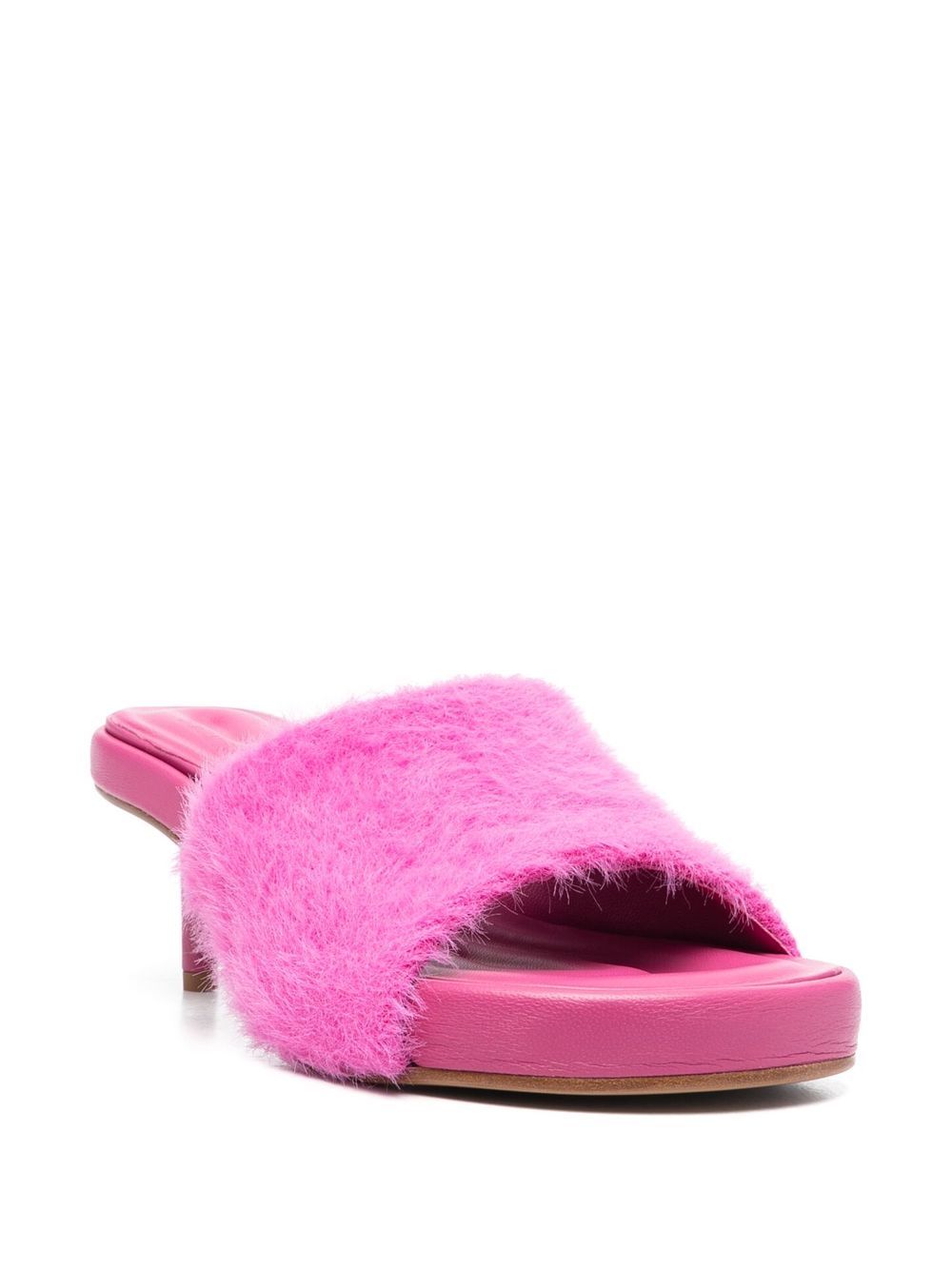 Jacquemus Women Textured-Finish Open-Toe Mules From Jacquemus Featuring Pink, Textured Finish, Open Toe And Stiletto Heel. JACQUEMUS