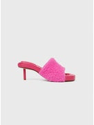 Jacquemus Women Textured-Finish Open-Toe Mules From Jacquemus Featuring Pink, Textured Finish, Open Toe And Stiletto Heel. JACQUEMUS