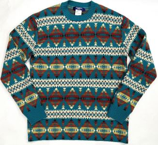 Junya Watanabe Men Intarsia-Knit Wool Jumper From Junya Watanabe Featuring Turquoise Blue-Green, Multicolour, Wool Blend, Patterned Intarsia Knit, Ribbed Trim, Crew Neck, Long Sleeves And Straight Hem. JUNYA WATANABE