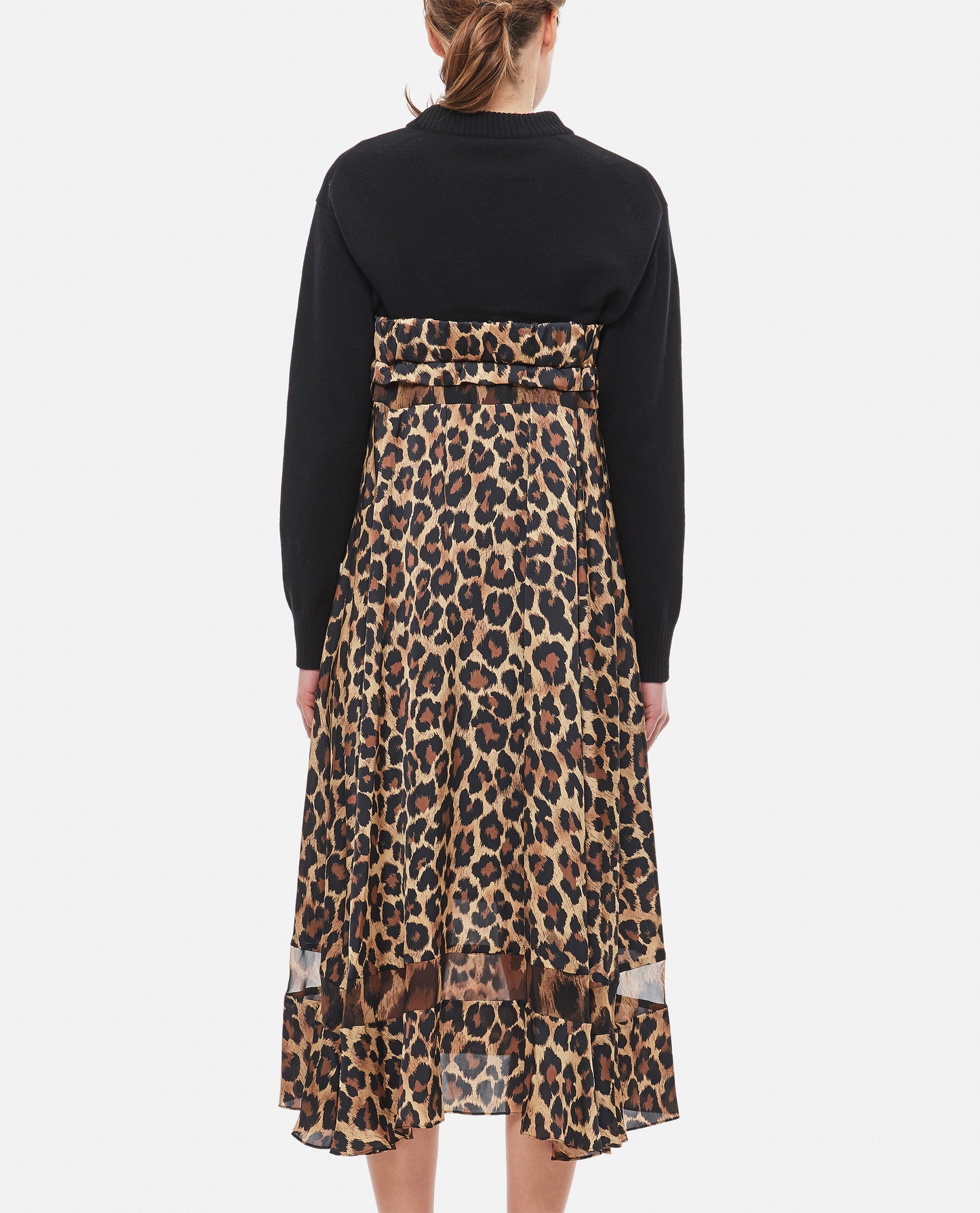 Sacai Women Leopard Print X Knit Dress SACAI
