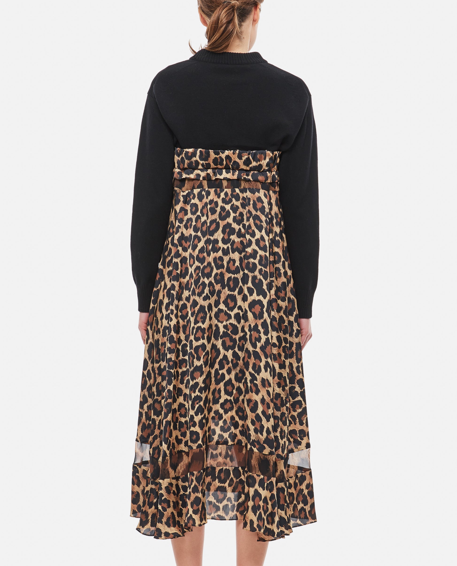 Sacai Women Leopard Print X Knit Dress SACAI