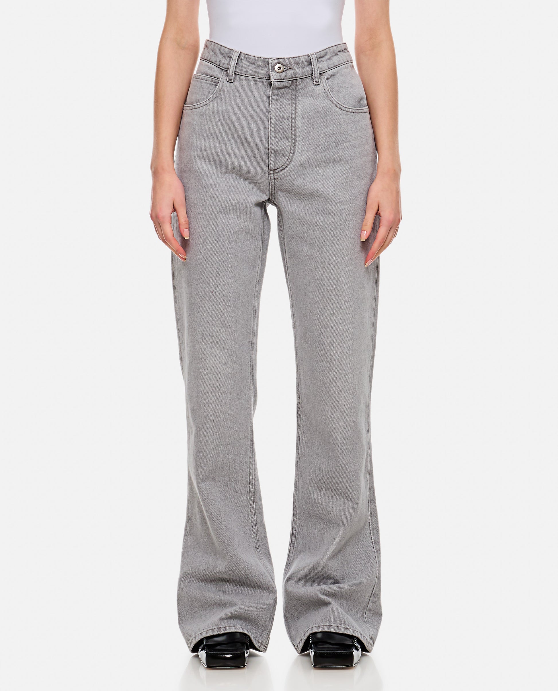Bottega Veneta Women Light Grey Washed Flared Denim Pants BOTTEGA VENETA
