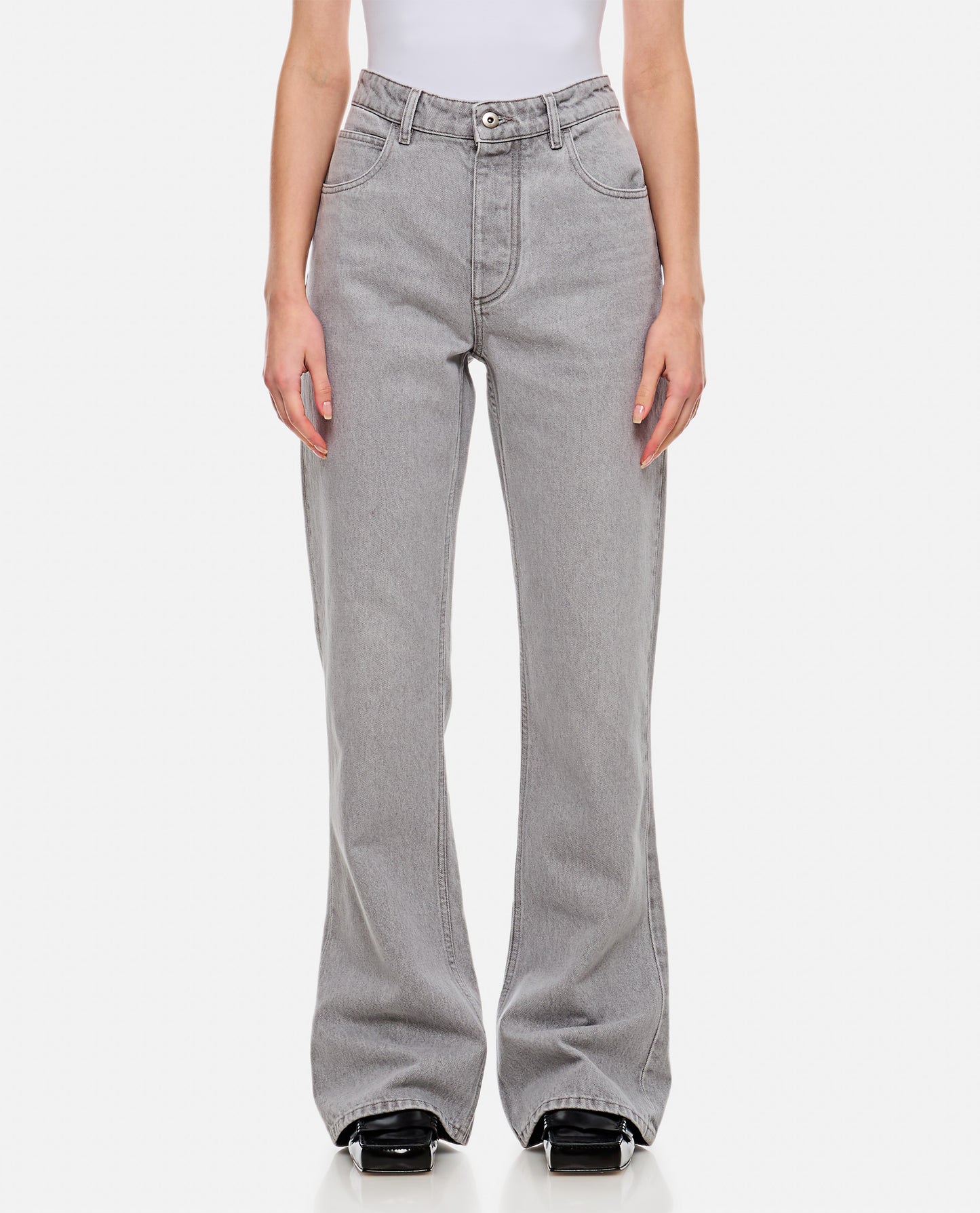 Bottega Veneta Women Light Grey Washed Flared Denim Pants BOTTEGA VENETA