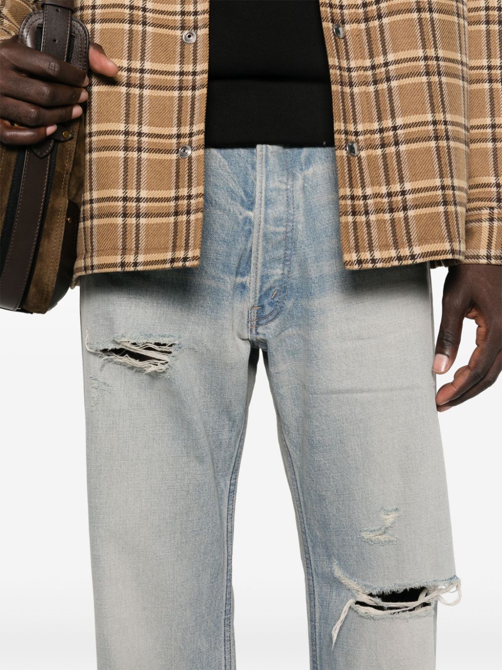 Celine Men Jeans Wesley In Denim Lavaggio Eastside Distressed.