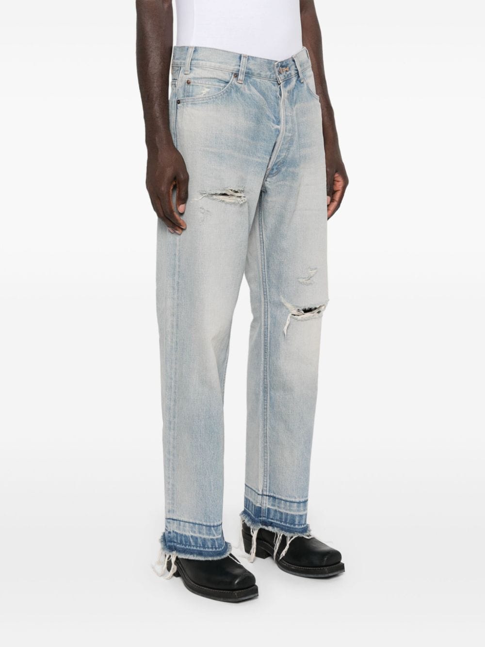 Celine Men Jeans Wesley In Denim Lavaggio Eastside Distressed.
