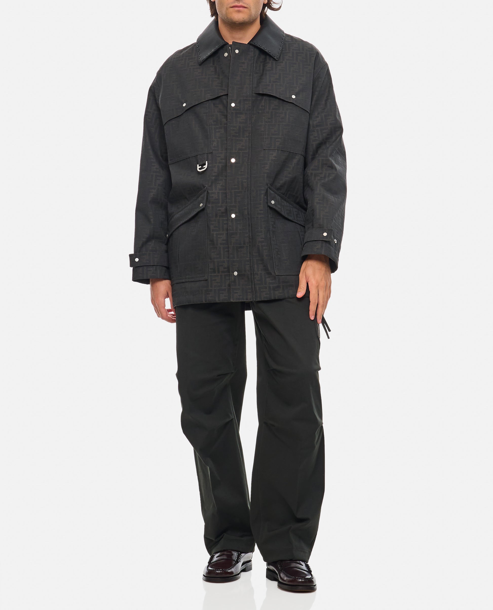 Fendi Men Blouson Coated Canvas Logo FENDI