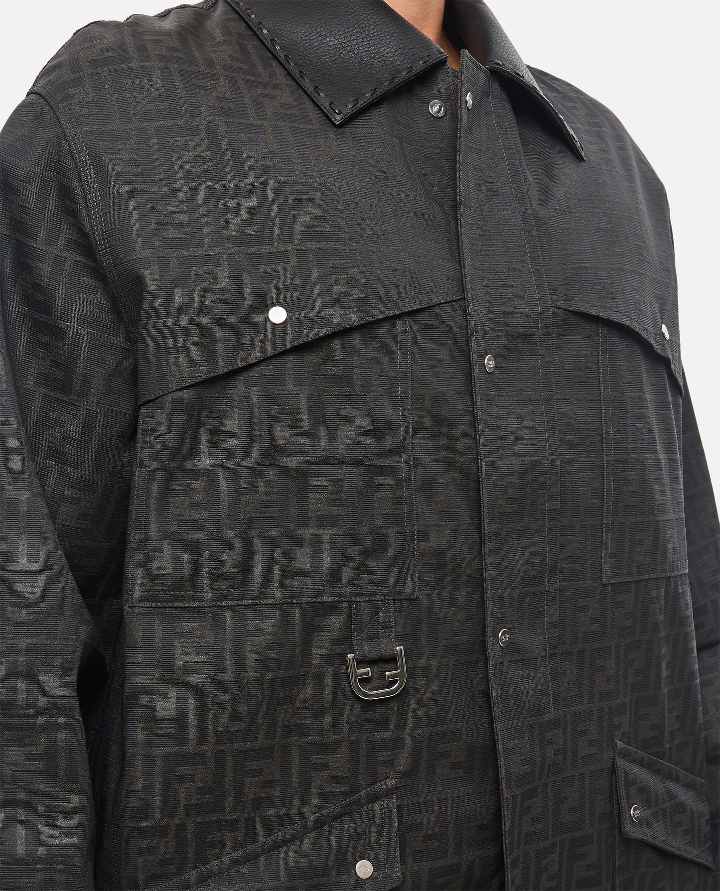 Fendi Men Blouson Coated Canvas Logo FENDI