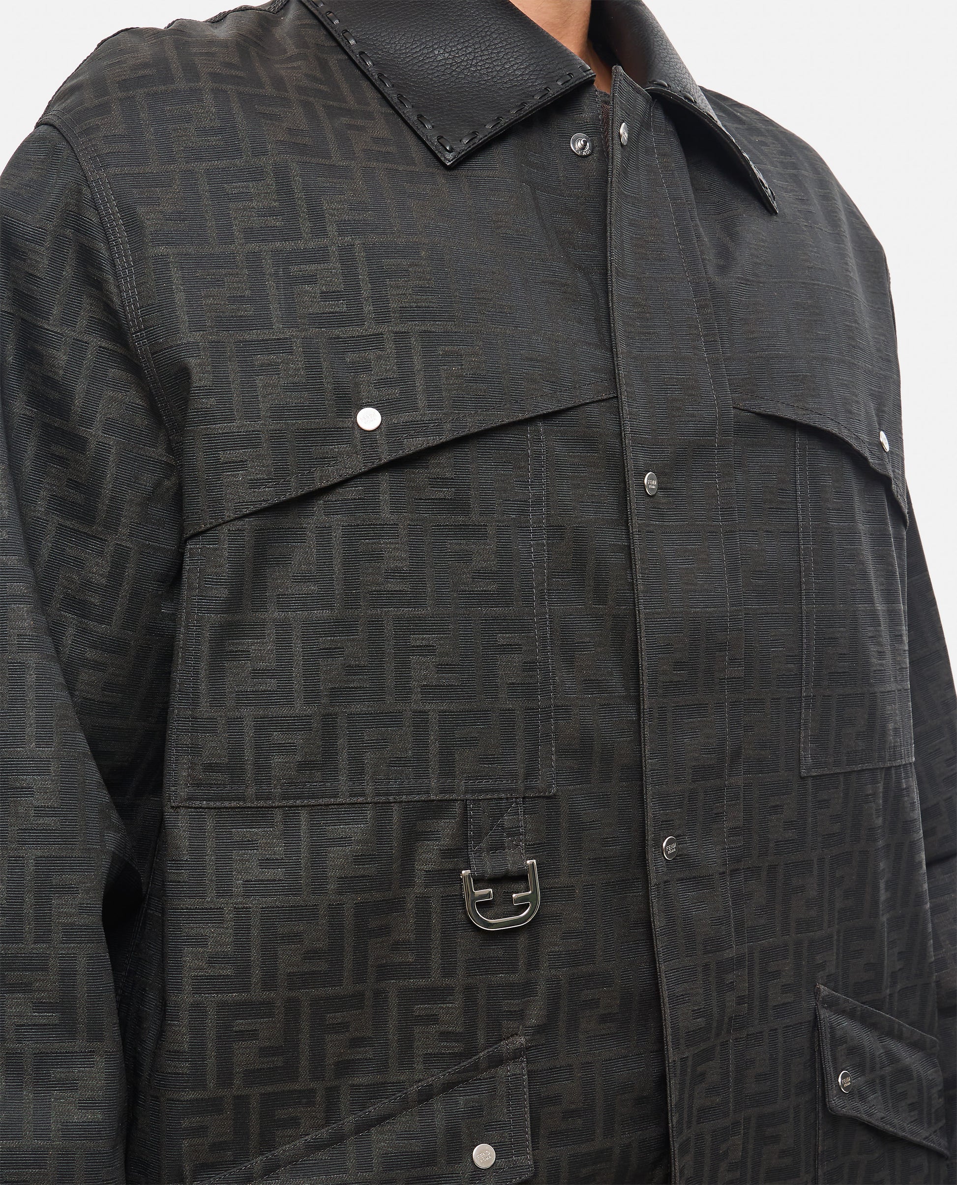 Fendi Men Blouson Coated Canvas Logo FENDI
