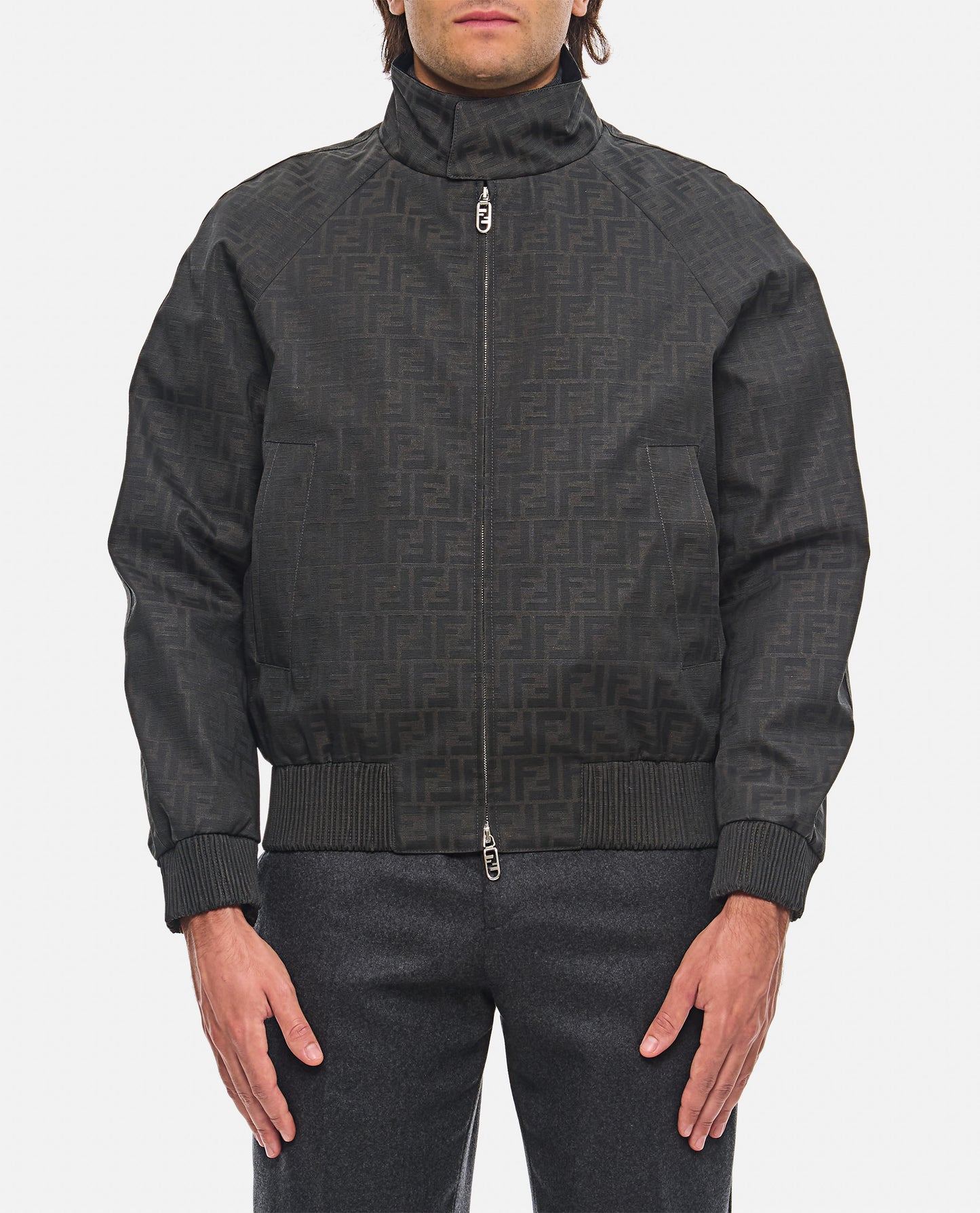 Fendi Men Blouson Coated Canvas Logo FENDI