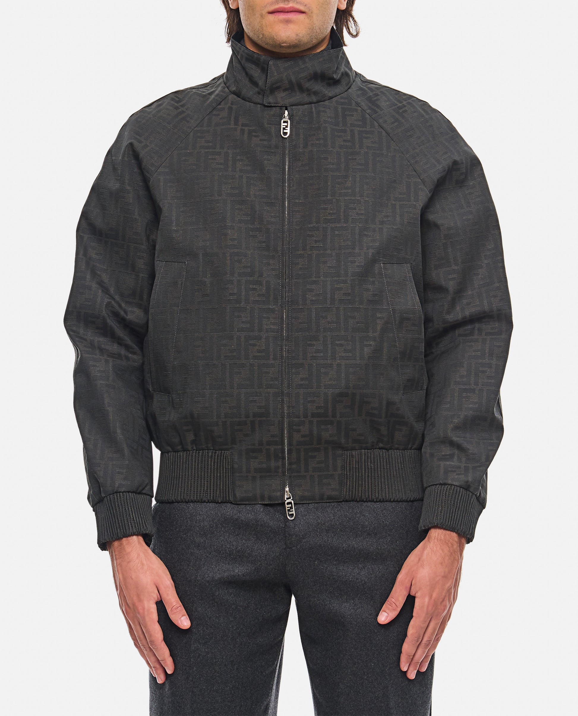 Fendi Men Blouson Coated Canvas Logo FENDI