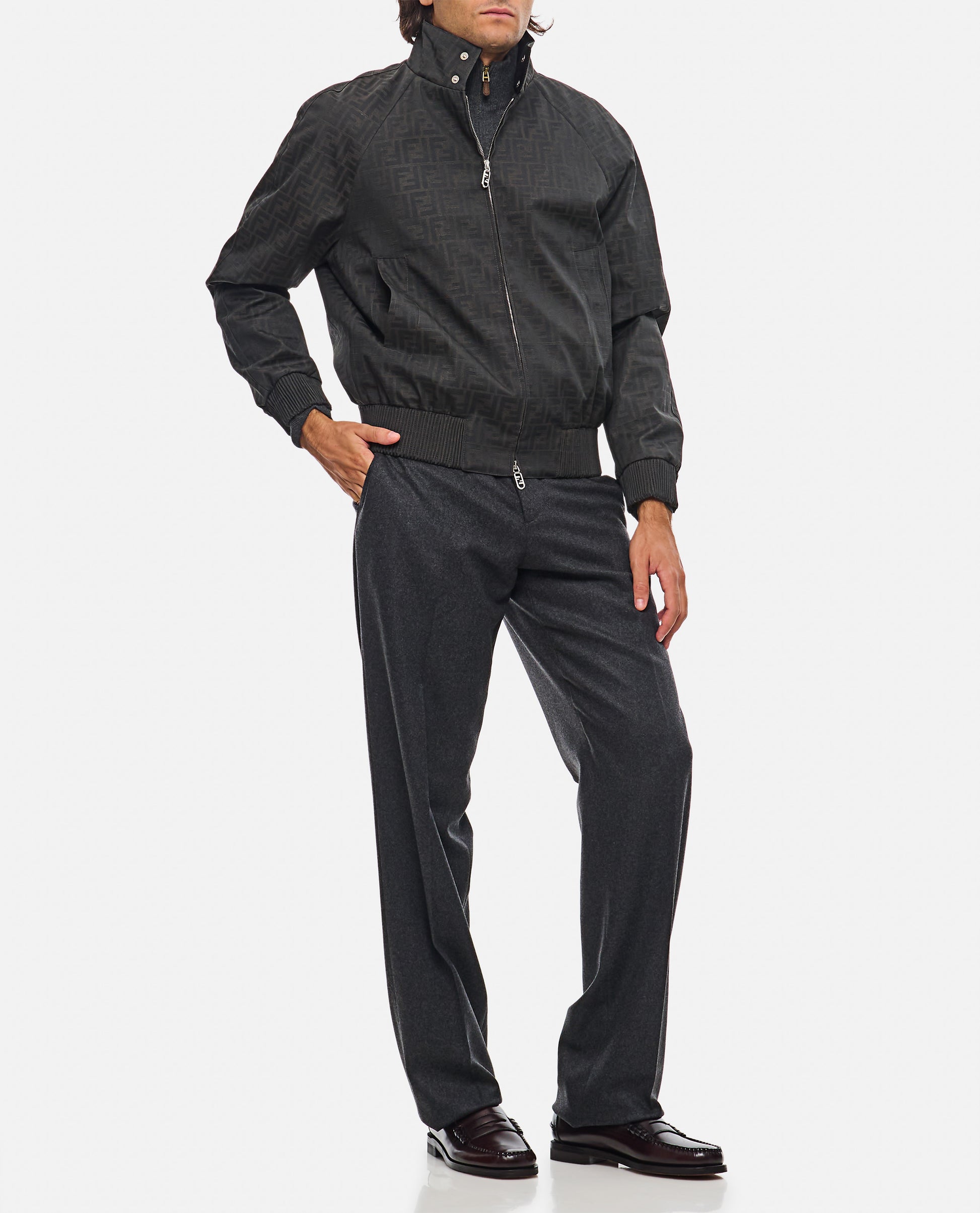 Fendi Men Blouson Coated Canvas Logo FENDI