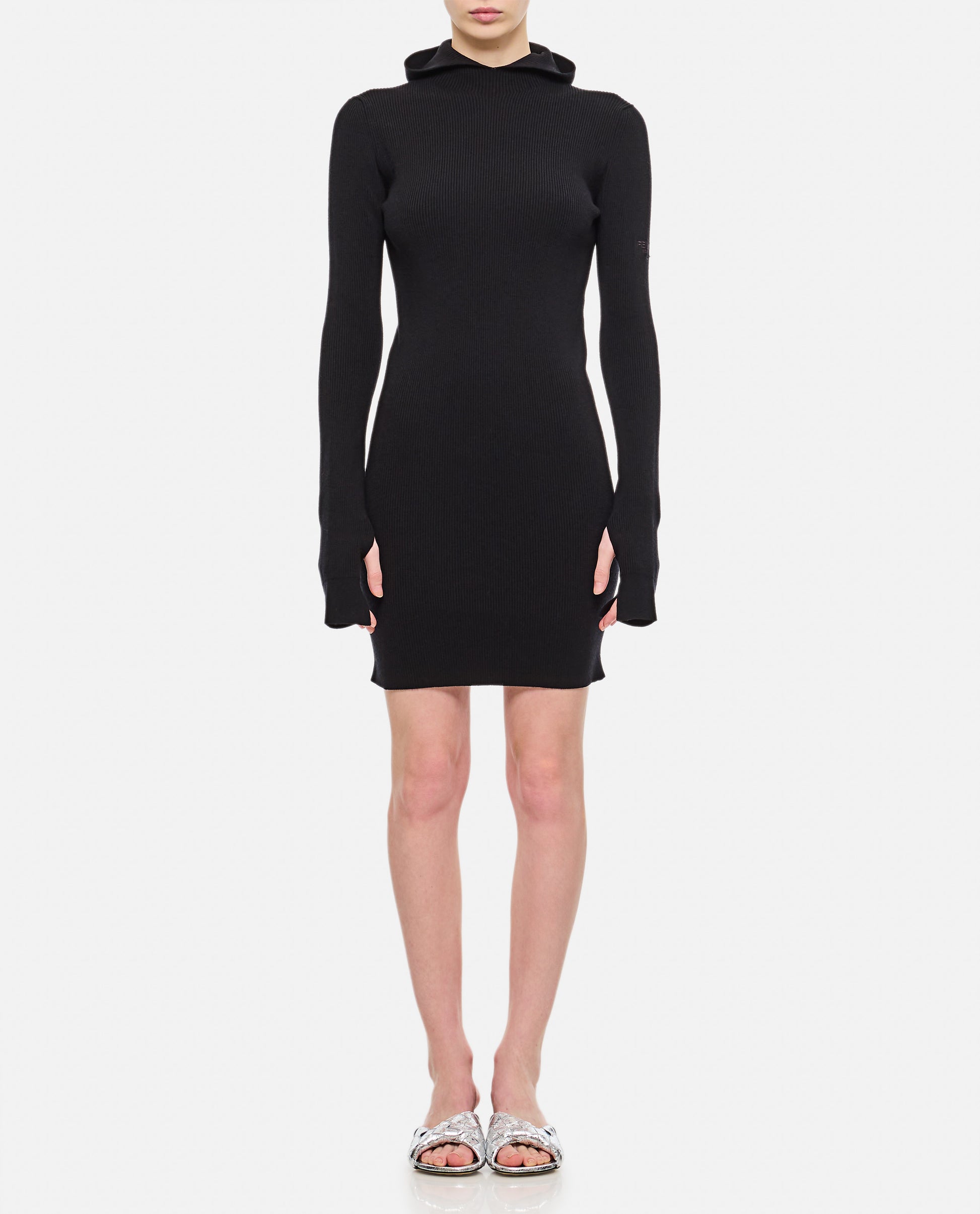 Fendi Women Wool Silk Ribs Mini Dress FENDI