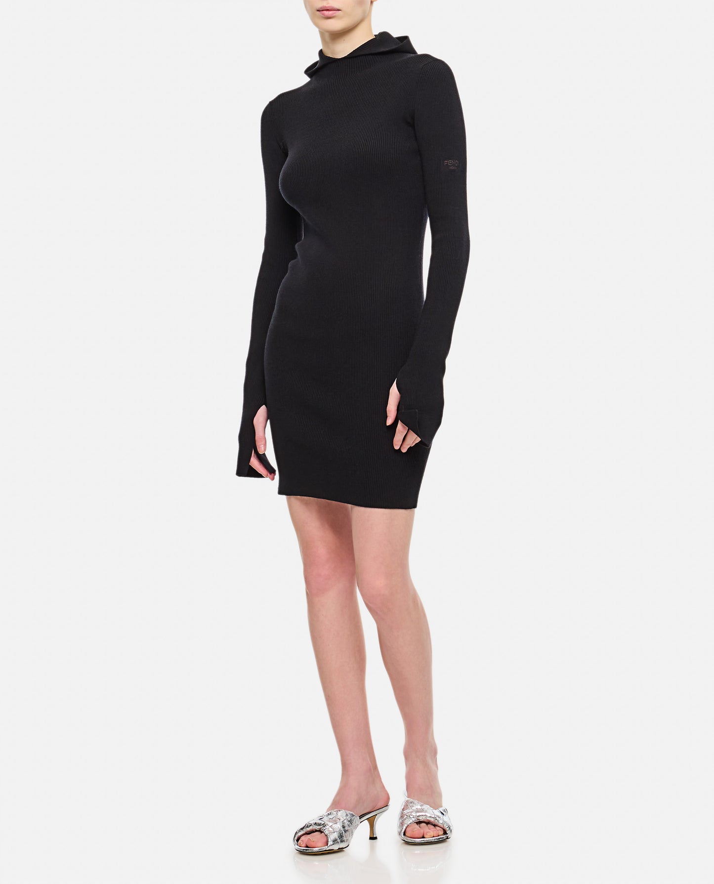 Fendi Women Wool Silk Ribs Mini Dress FENDI