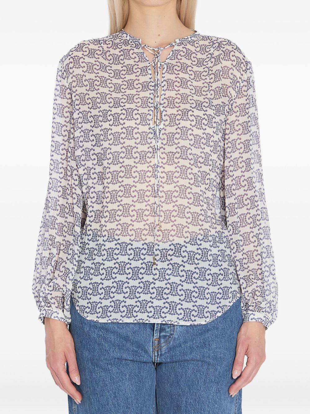 Celine Women Logo Silk Blouse CELINE