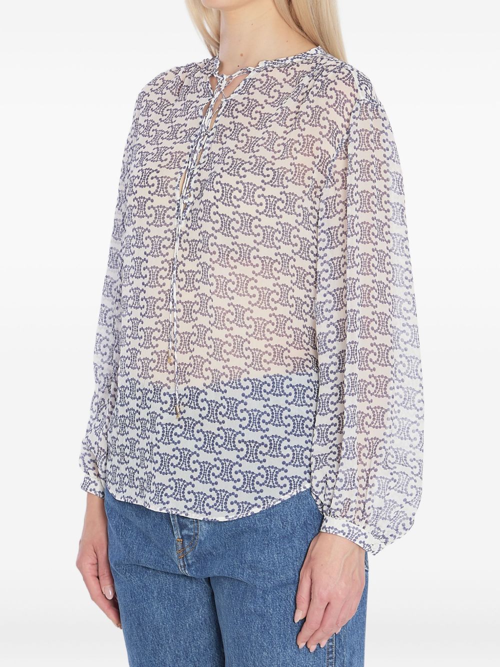 Celine Women Logo Silk Blouse CELINE