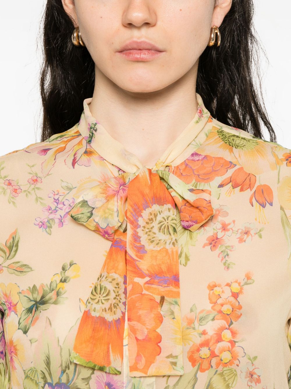 Celine Women Printed Silk Blouse