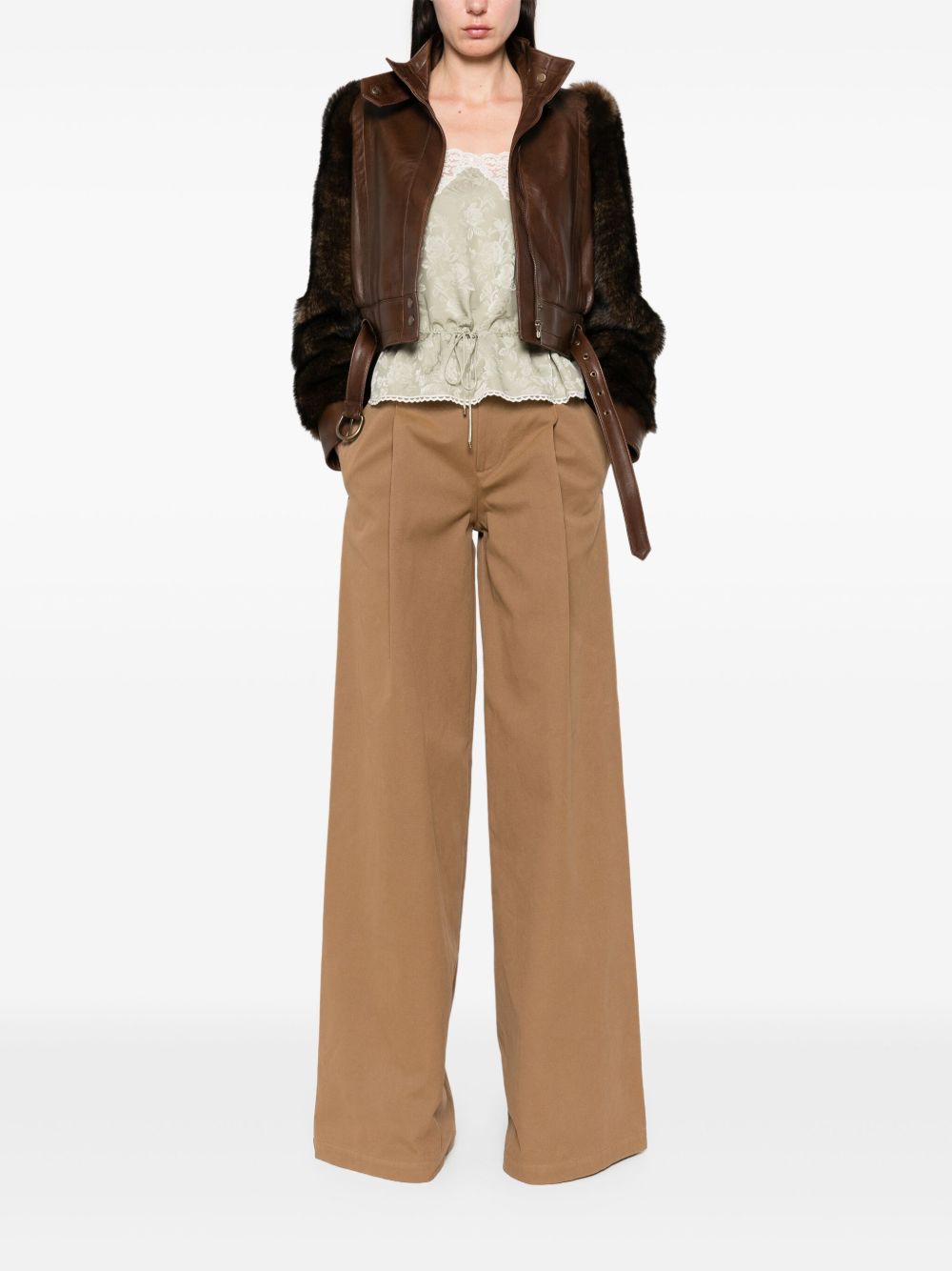 Chloé Women Cotton Wide-Leg Trousers CHLOE