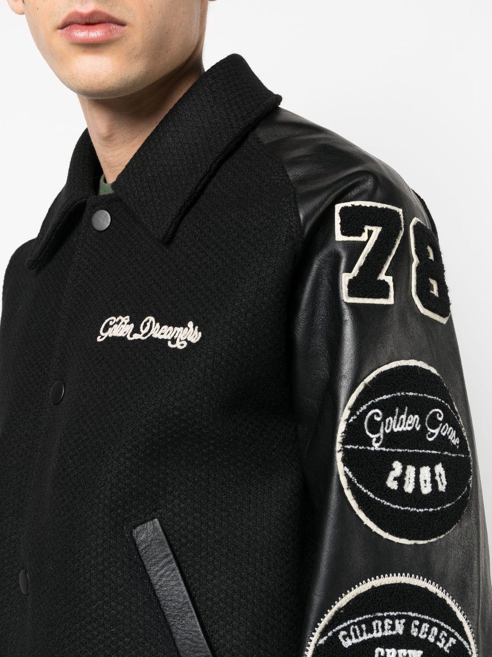 Golden Goose Men Wool And Leather Bomber Jacket GOLDEN GOOSE