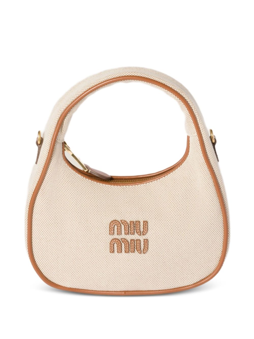 Miu Miu Women Wander Canvas And Leather Small Hobo Bag MIU MIU