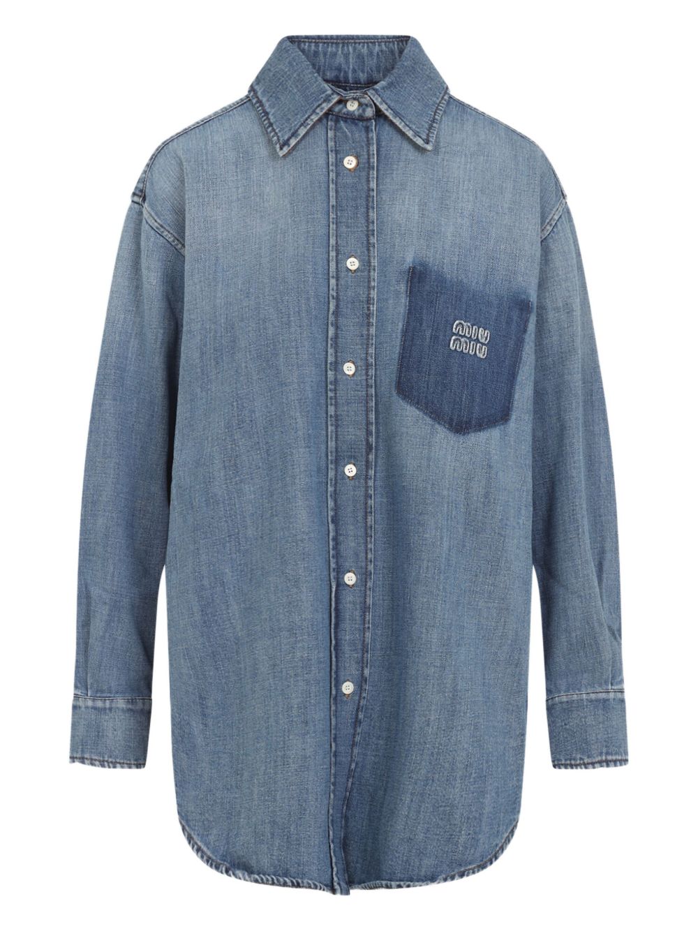 Miu Miu Women Suede And Denim Shirt MIU MIU