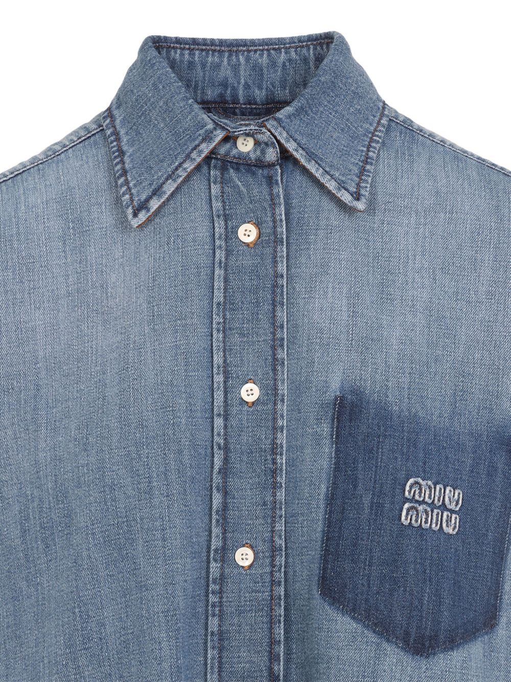 Miu Miu Women Suede And Denim Shirt MIU MIU