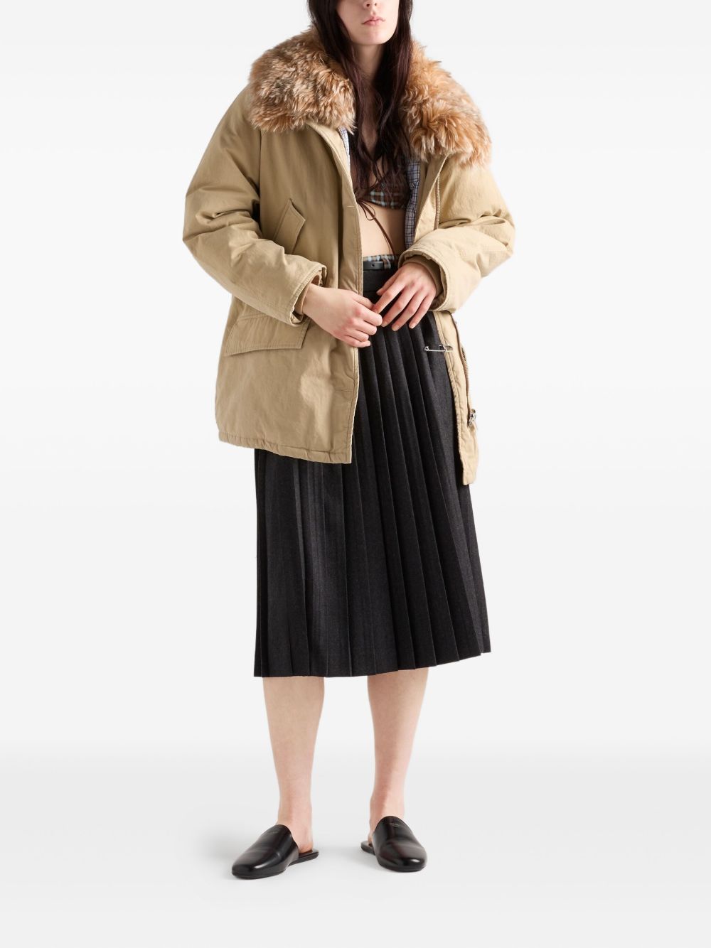 Prada Women Flannel Pleated Skirt PRADA