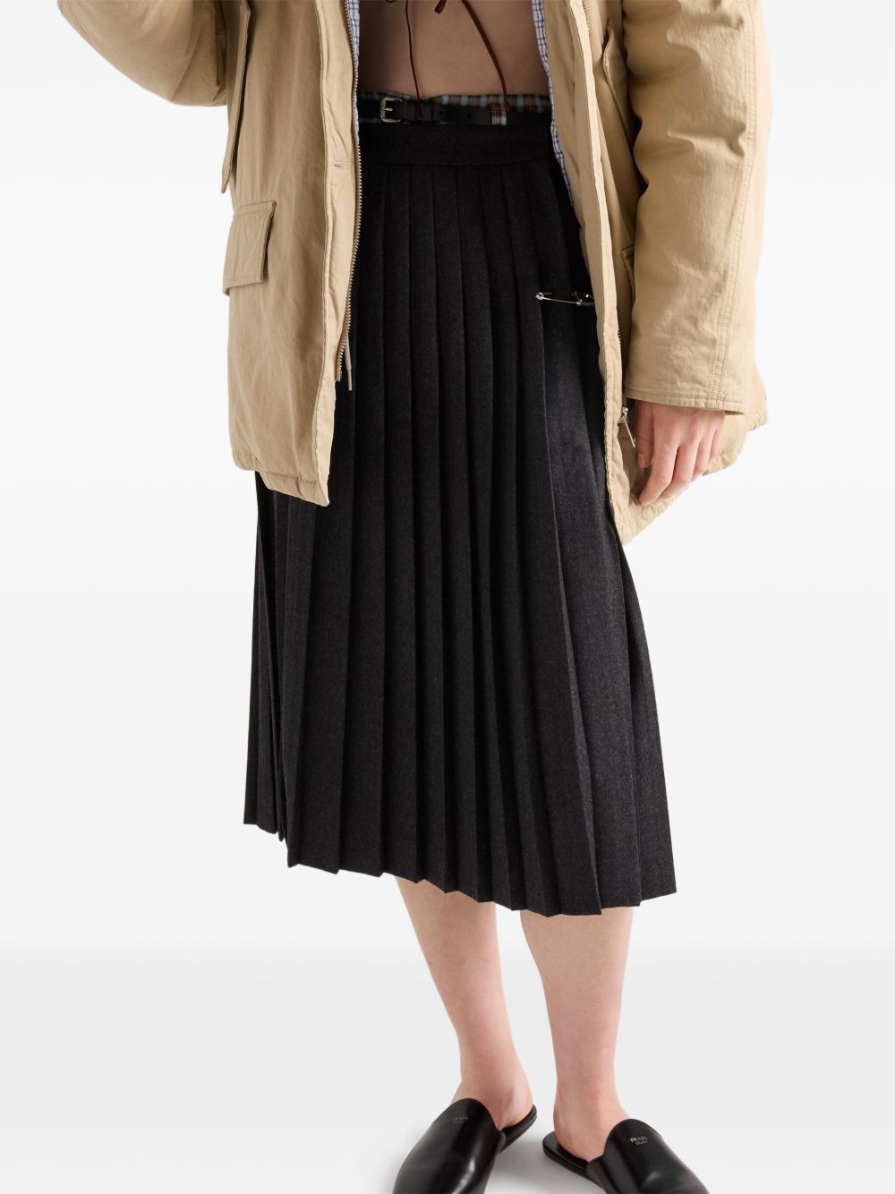 Prada Women Flannel Pleated Skirt PRADA