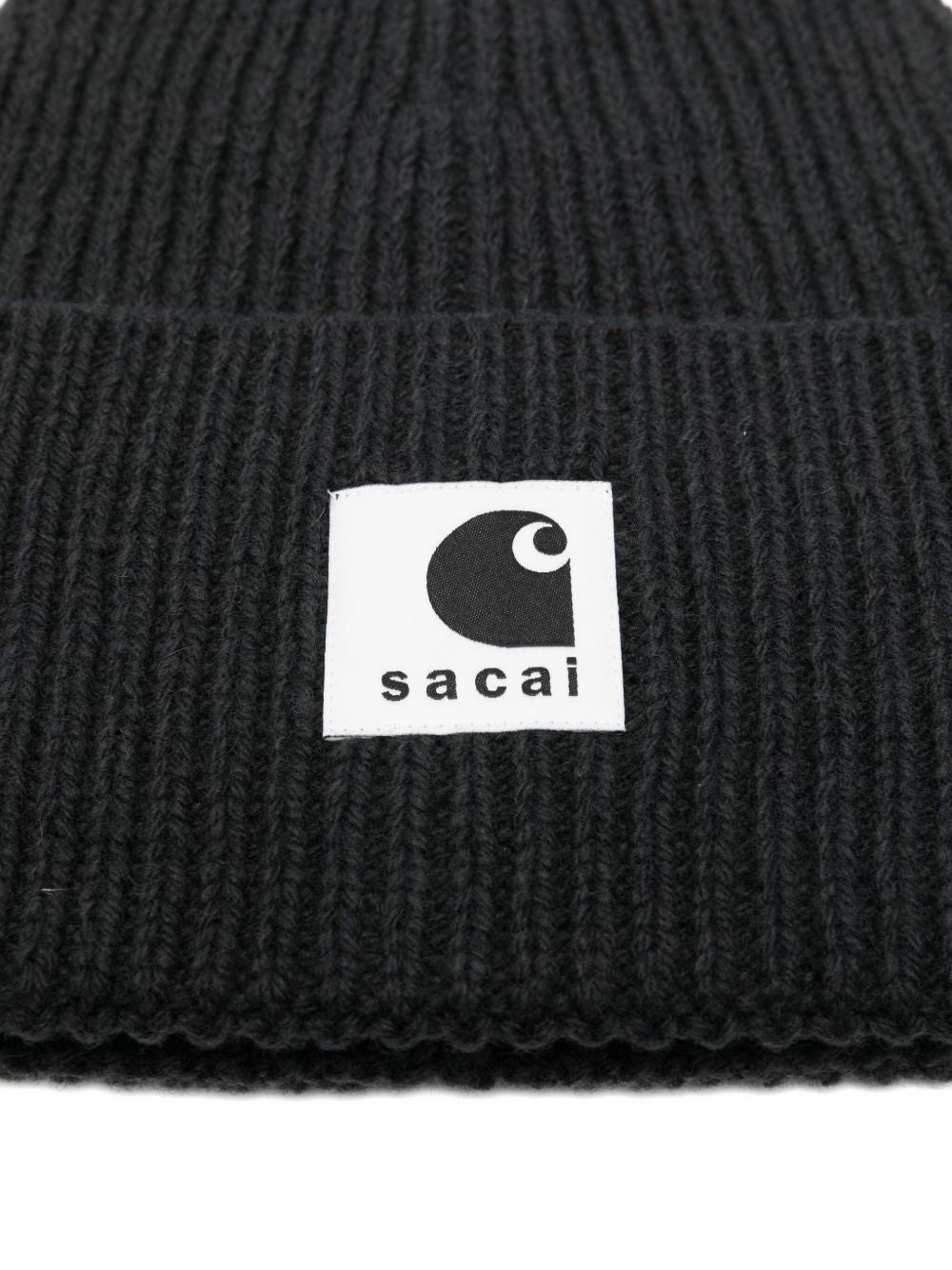 Sacai X Carhartt Wip Men Logo Wool Beanie SACAI X CARHARTT WIP
