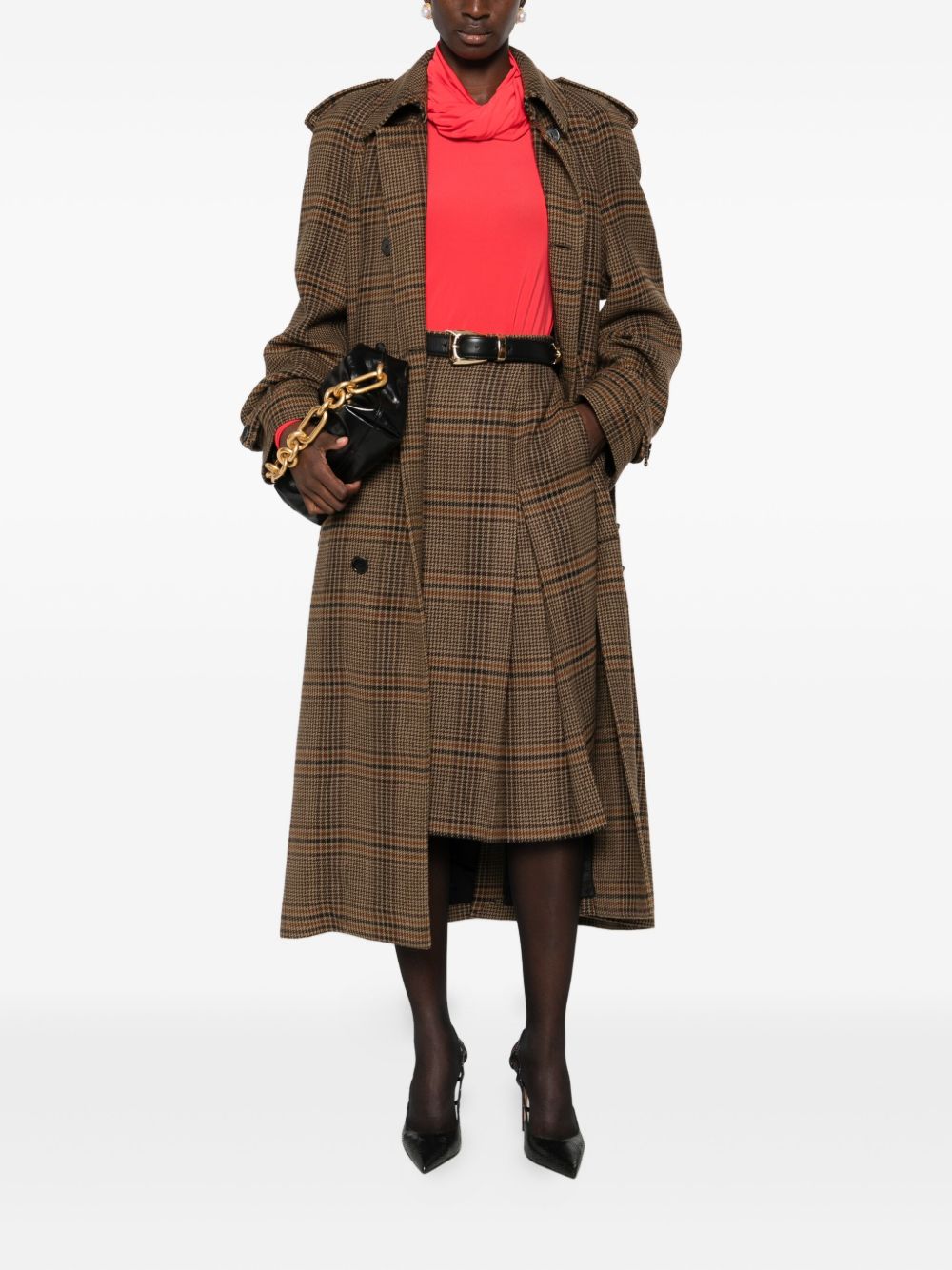 Saint Laurent Women Wool Cashmere Midi Skirt SAINT LAURENT