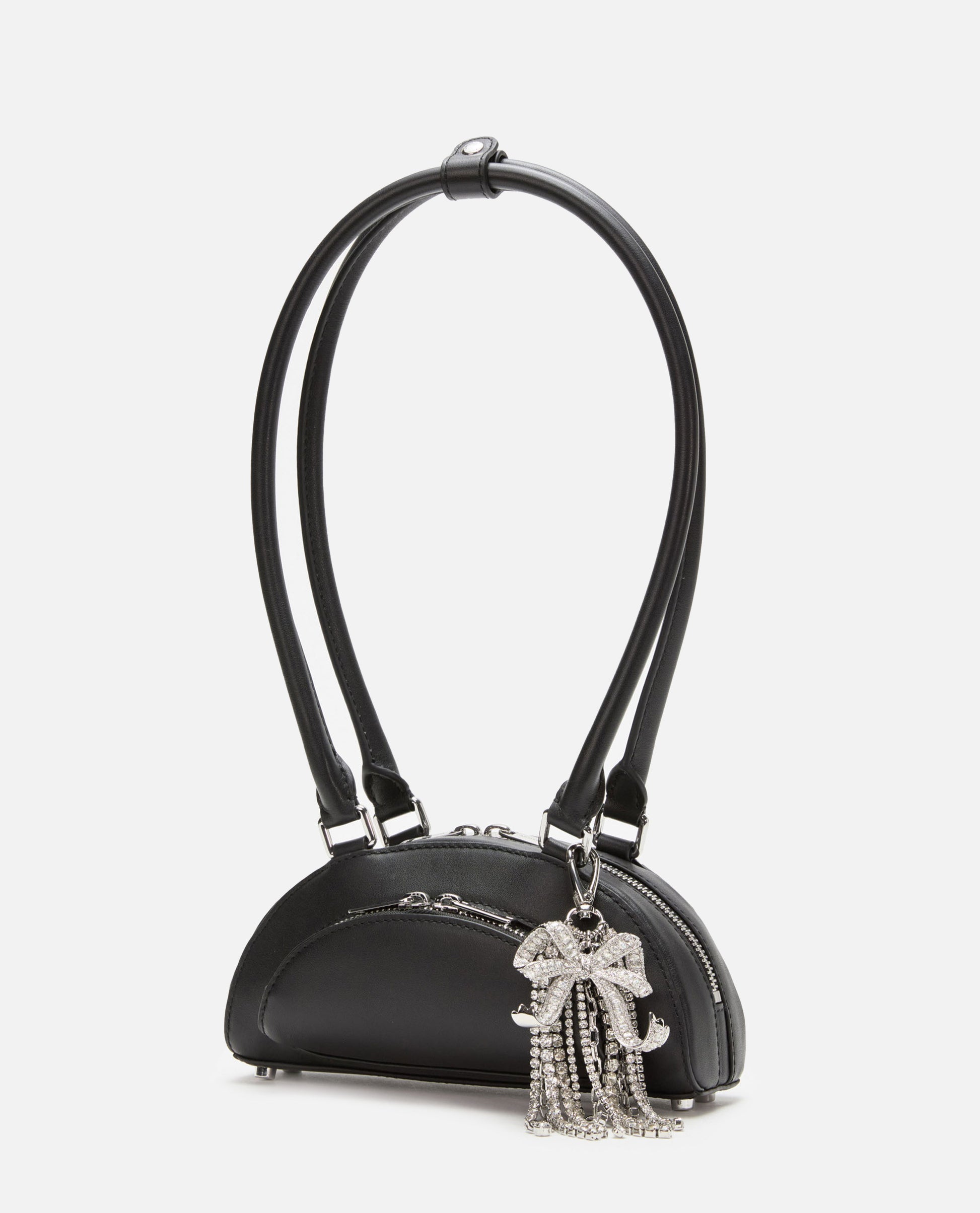 Self-Portrait Women Black Leather Mini Shoulder Bag With Charm SELF-PORTRAIT