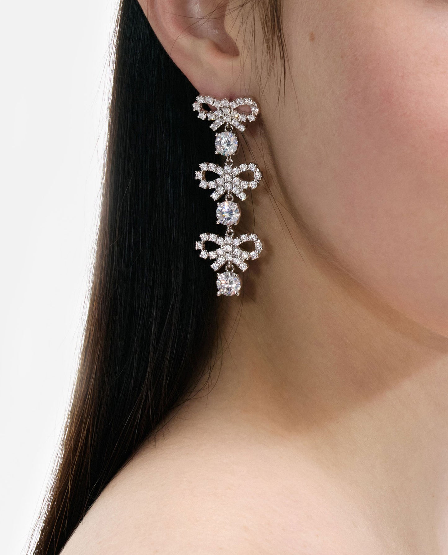 Self-Portrait Women Micro Bow Crystal Tiered Earrings SELF-PORTRAIT