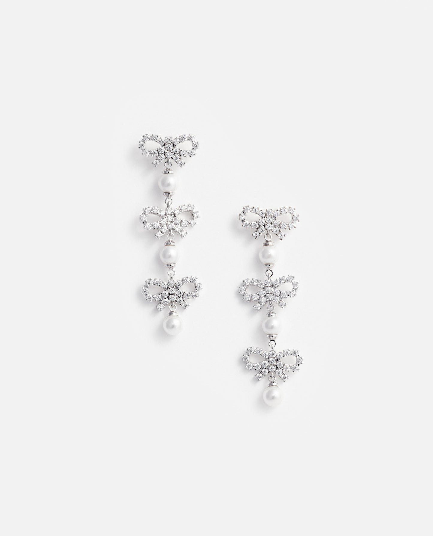 Self-Portrait Women Micro Bow Pearl Tiered Earrings SELF-PORTRAIT