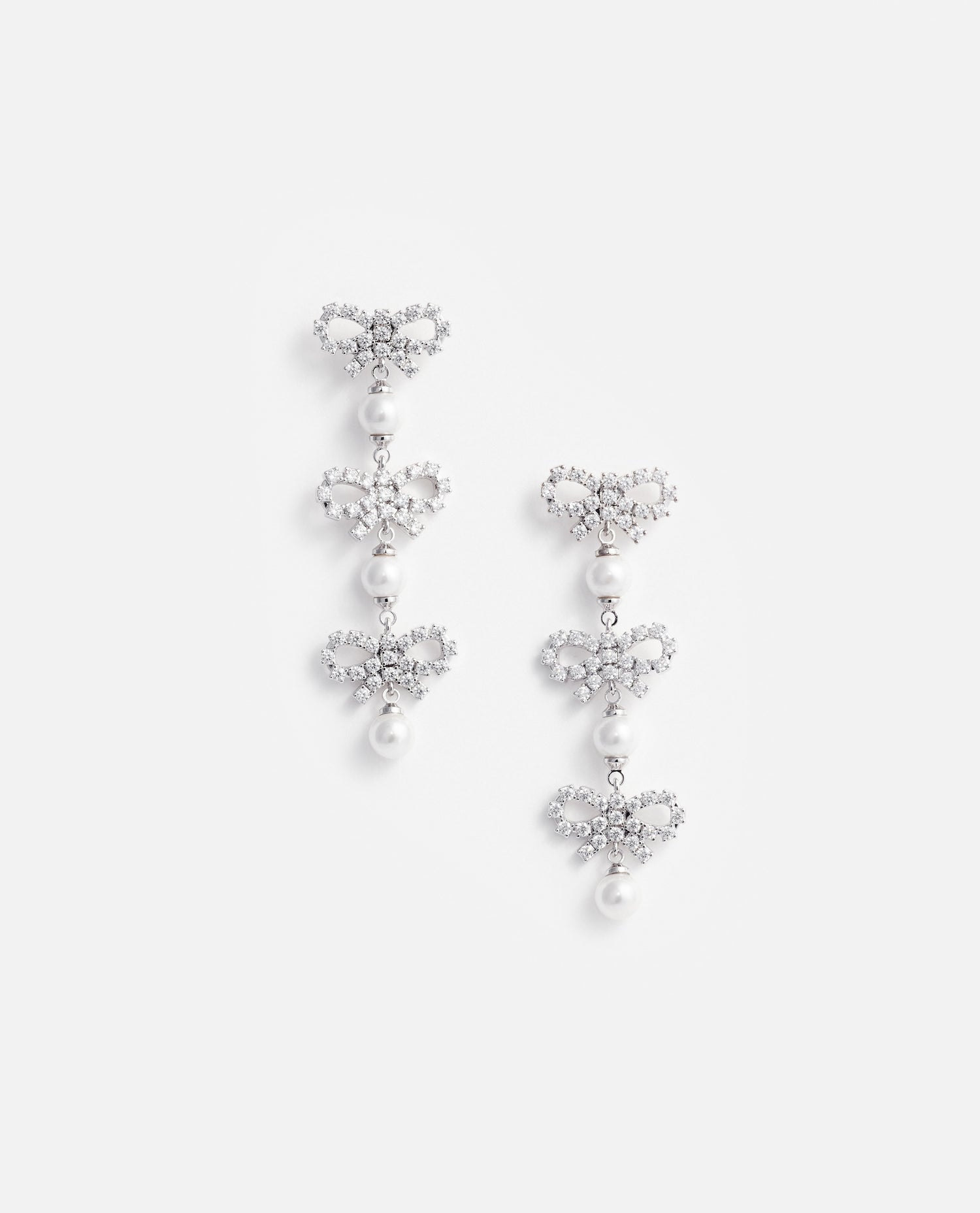 Self-Portrait Women Micro Bow Pearl Tiered Earrings SELF-PORTRAIT