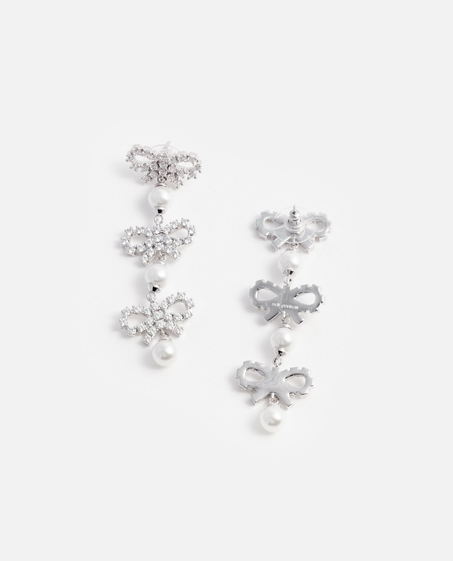 Self-Portrait Women Micro Bow Pearl Tiered Earrings SELF-PORTRAIT