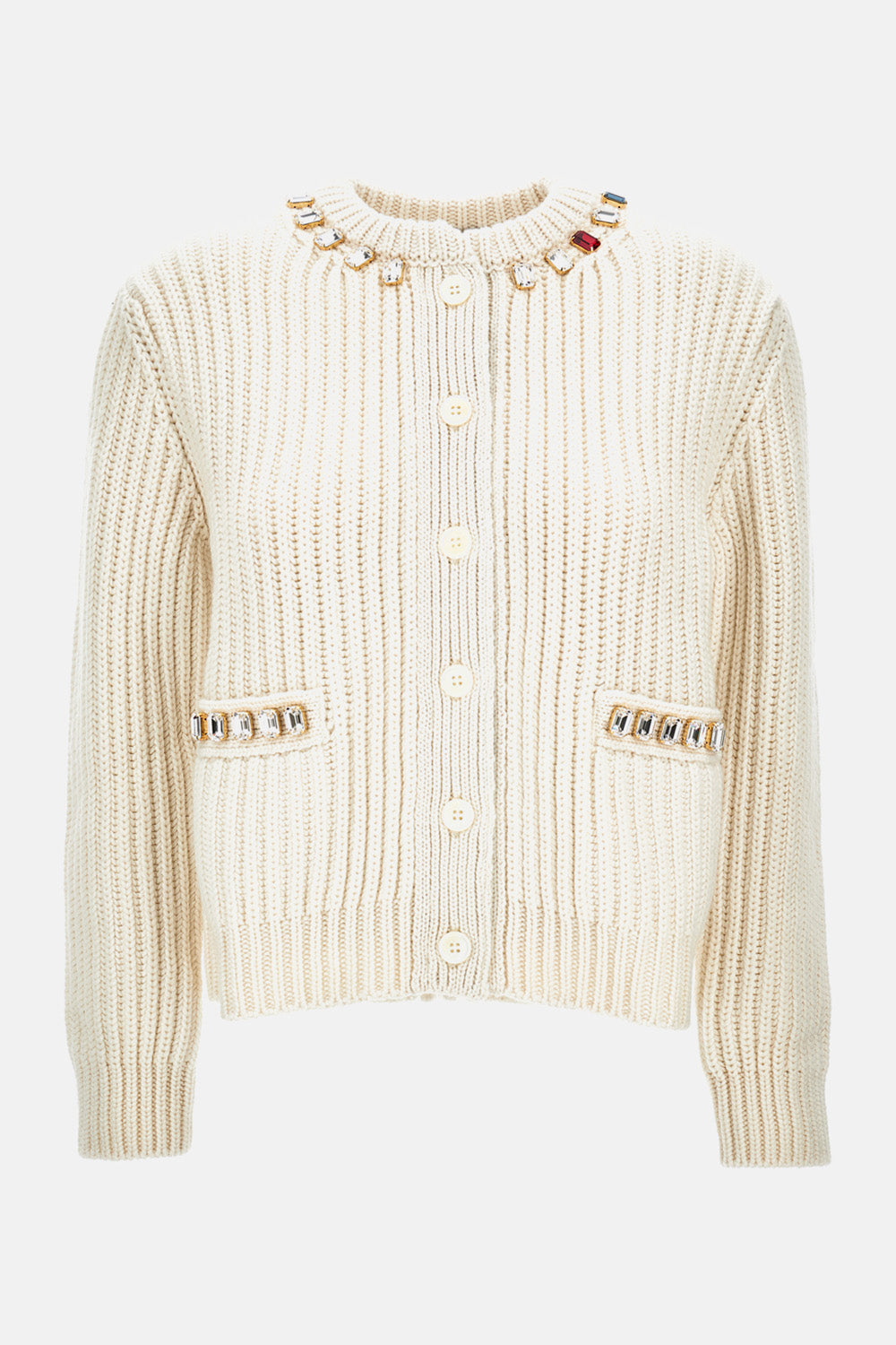 Thom Browne Women Crew Neck Cardigan Swarovski Crystal THOM BROWNE