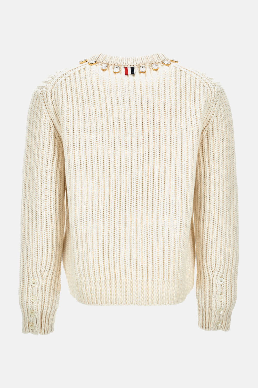 Thom Browne Women Crew Neck Cardigan Swarovski Crystal THOM BROWNE