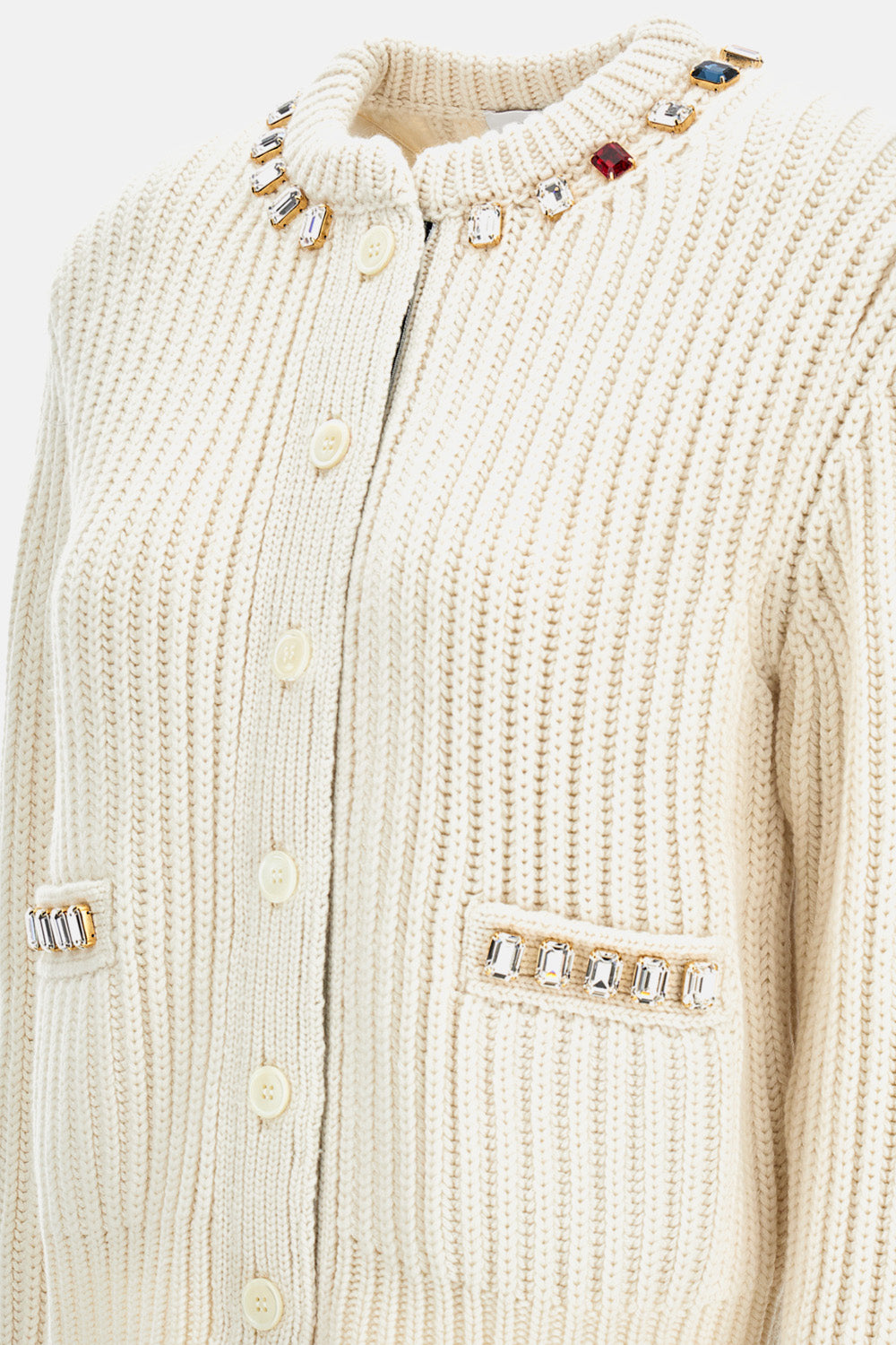 Thom Browne Women Crew Neck Cardigan Swarovski Crystal THOM BROWNE