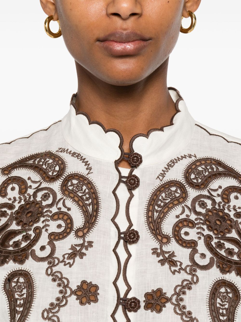 Zimmermann Women Ascension Embroidered Shirt ZIMMERMANN
