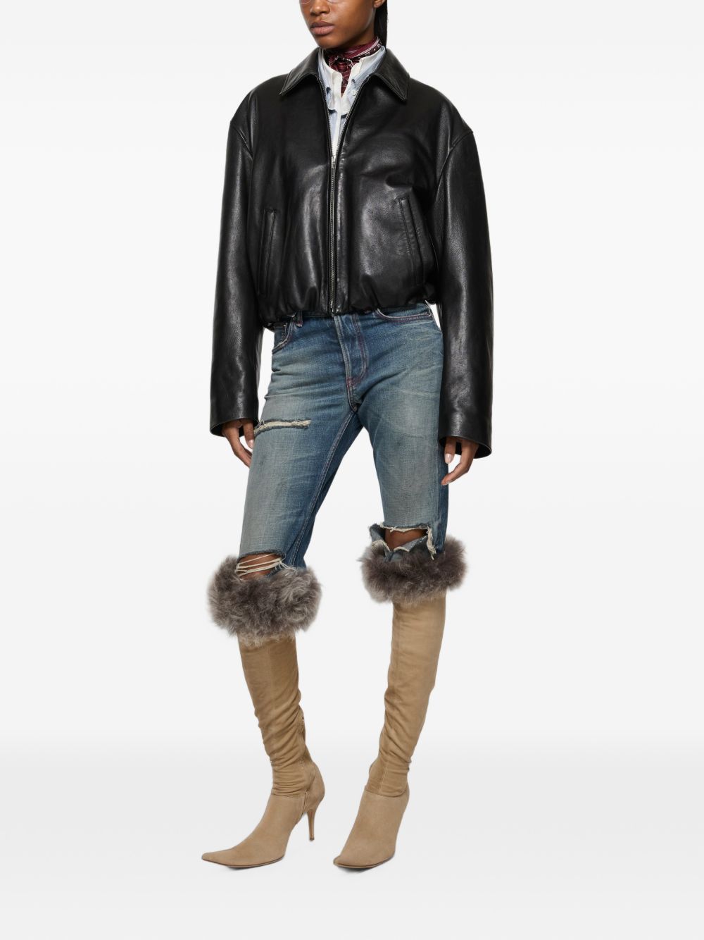 Acne Studios Women Leather Biker Jacket ACNE STUDIOS