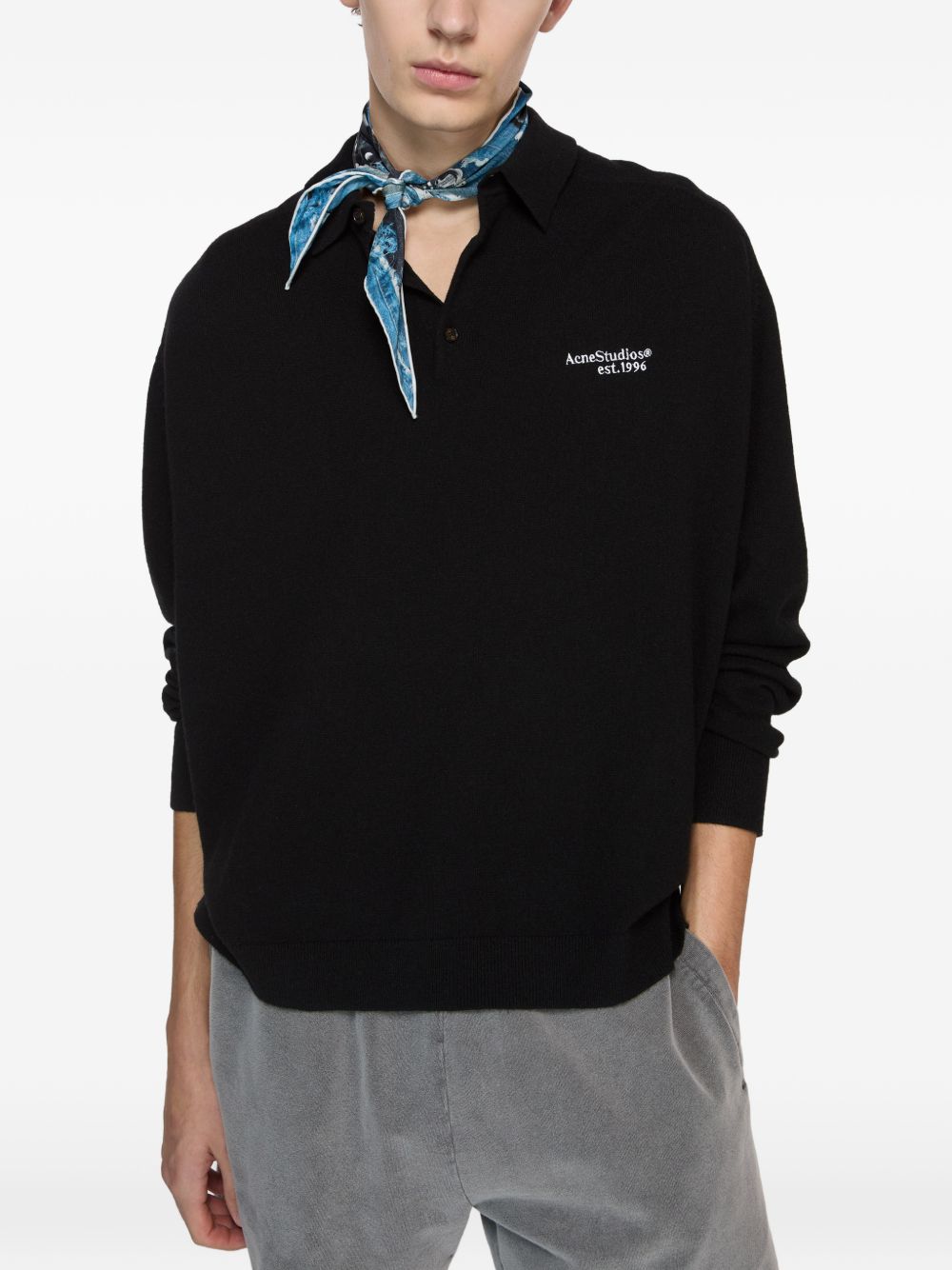 Acne Studios Men Logo Wool Polo Shirt ACNE STUDIOS