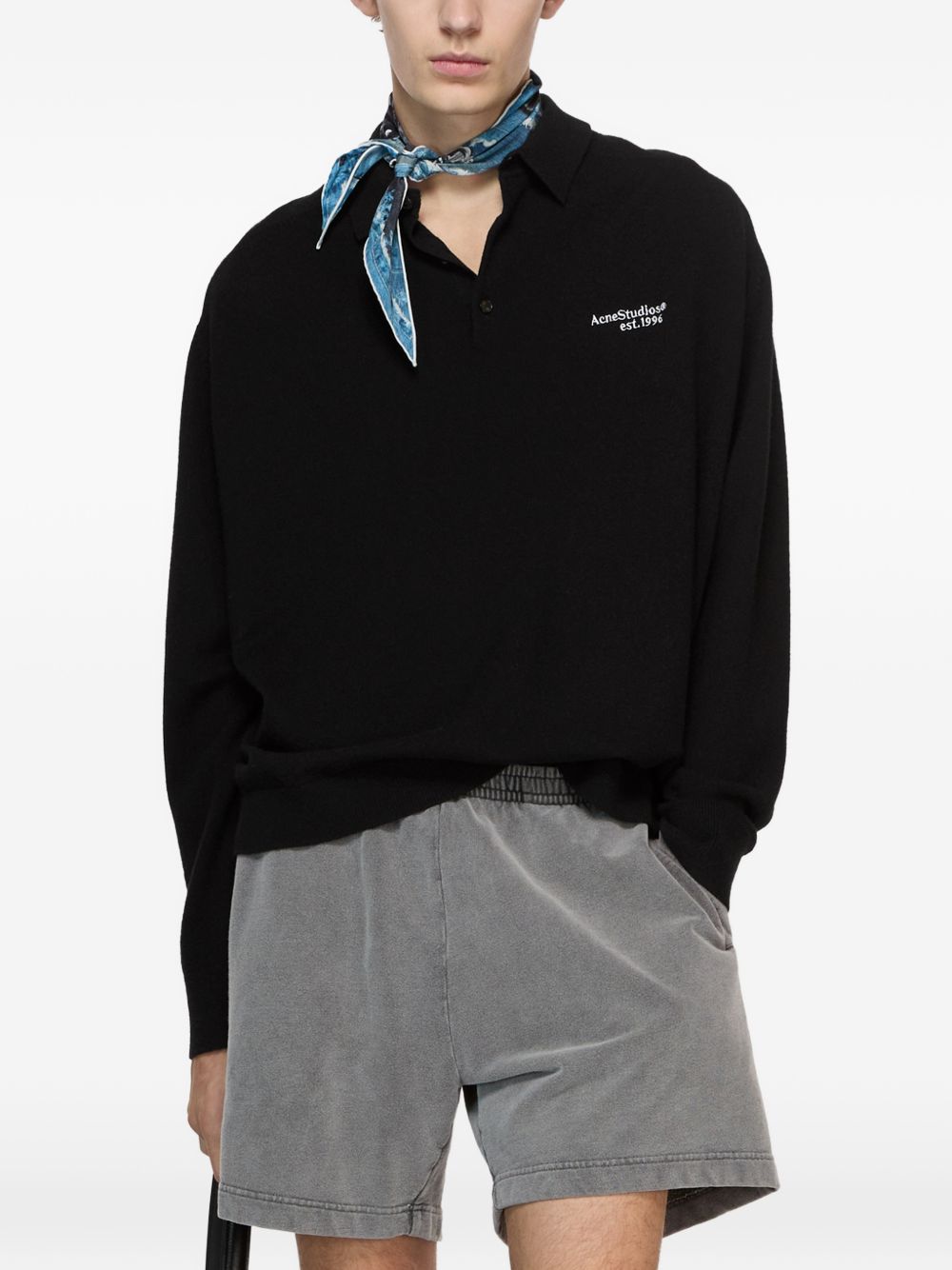 Acne Studios Men Logo Wool Polo Shirt ACNE STUDIOS