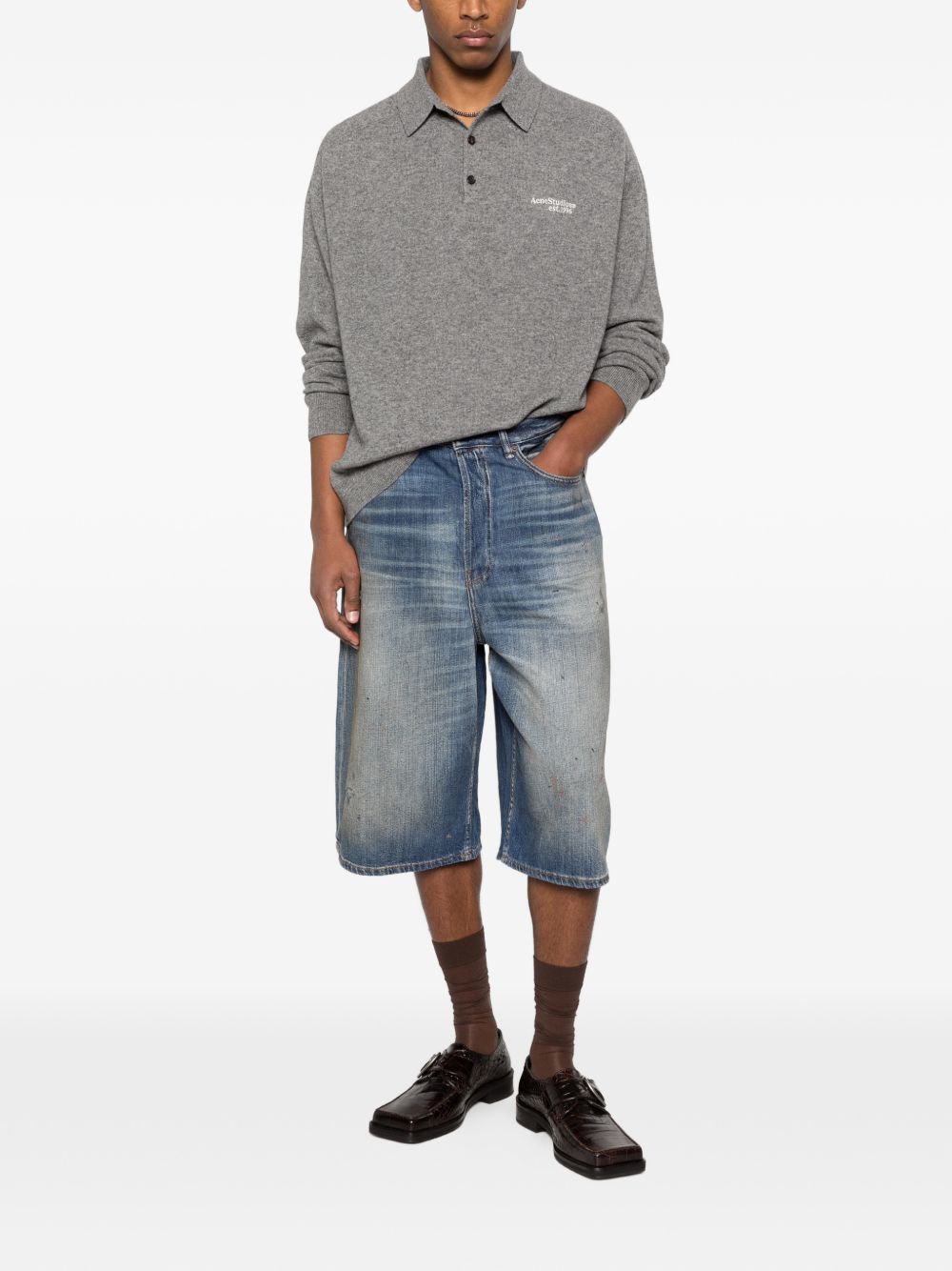 Acne Studios Men Logo Wool Polo Shirt ACNE STUDIOS